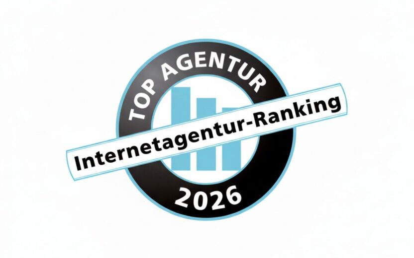 Siegel zum Internetagentur Ranking 2026 mit valantic in der Top 5 auf weißem Hintergrund