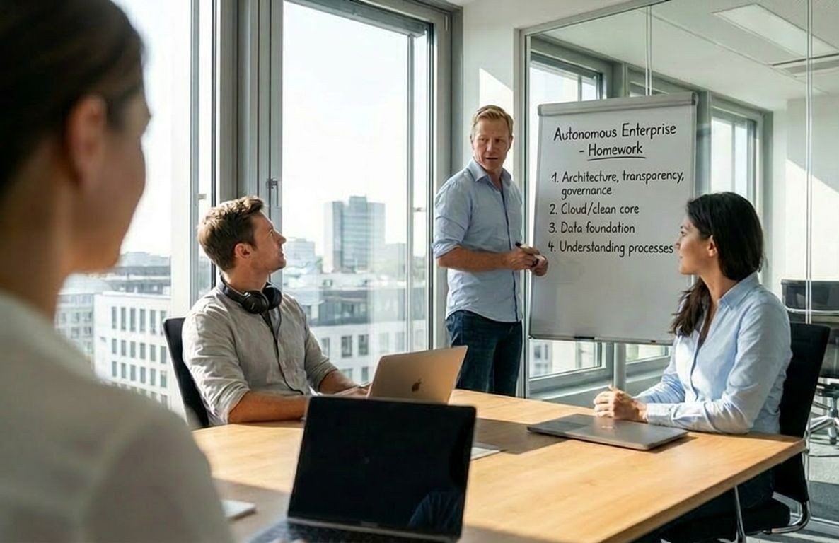 AI-generated image of a meeting on the Autonomous Enterprise