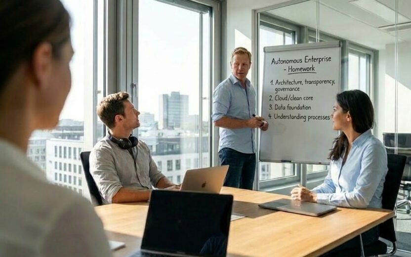 AI-generated image of a meeting on the Autonomous Enterprise