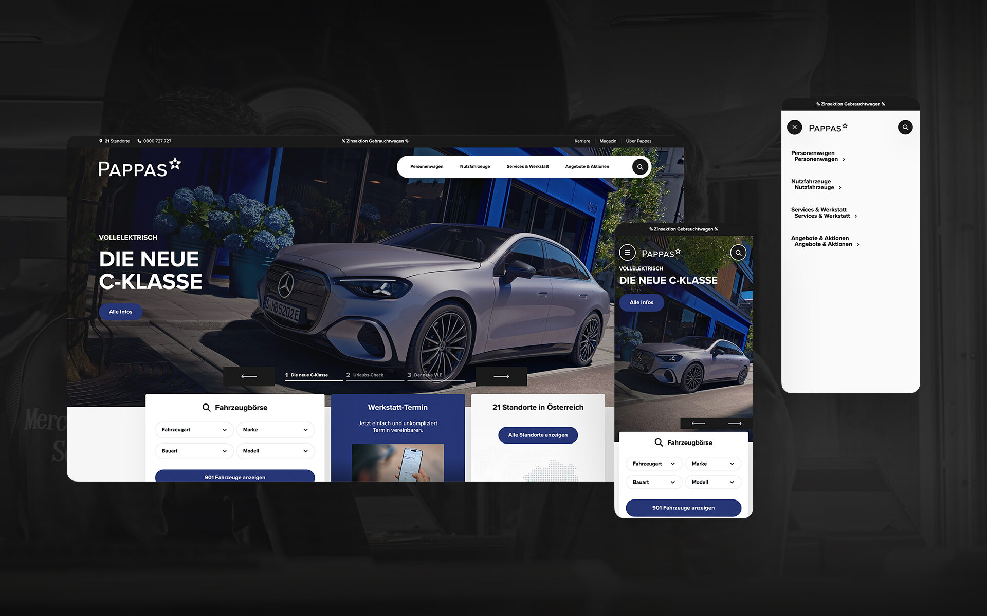 Screenshot of the Pappas website's home page