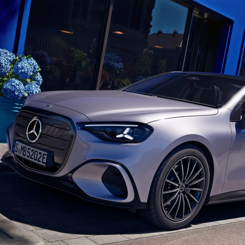 A silver Mercedes-Benz