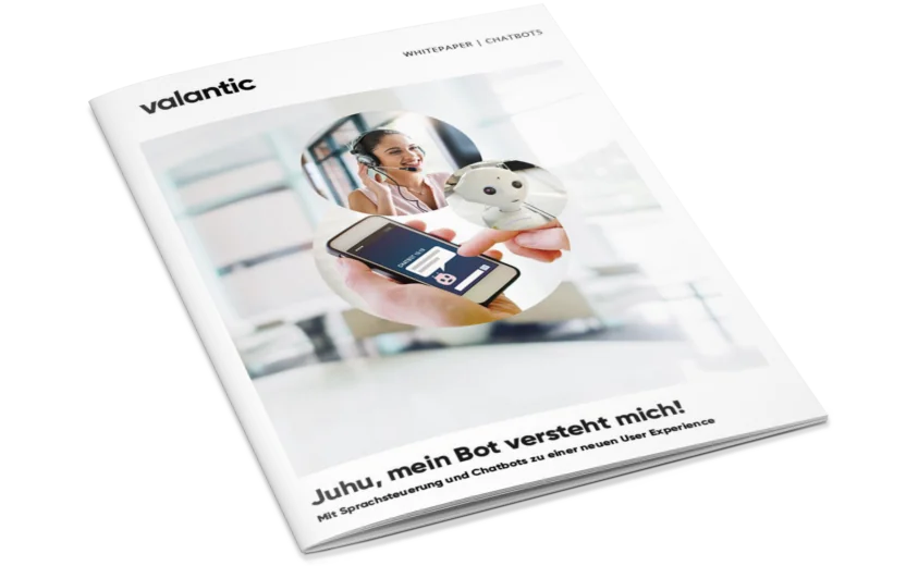 Bild einer Zeitschrift, valantic Whitepaper Chatbots & Conversational AI