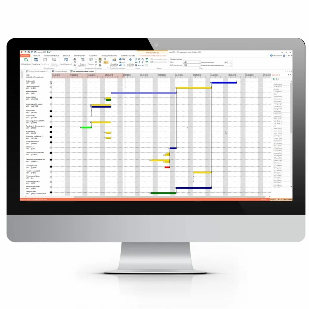 Bild eines Monitors mit der valantic wayRTS Software