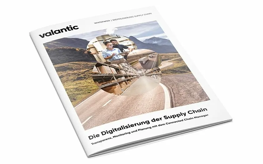 Bild einer Zeitschrift, valantic Whitepaper "Die Digitalisierung der Supply Chain - Transparenz, Monitoring und Planung mit dem Connected Chain Manager"