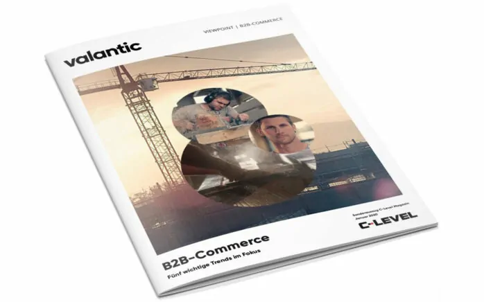 Bild einer Zeitschrift, valantic viewpoint "B2B Commerce - Fünf wichtige Trends im Fokus"