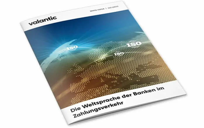 Bild einer Zeitschrift, valantic Whitepaper "Die Weltsprache der Banken im Zahlungsverkehr: ISO 20022"