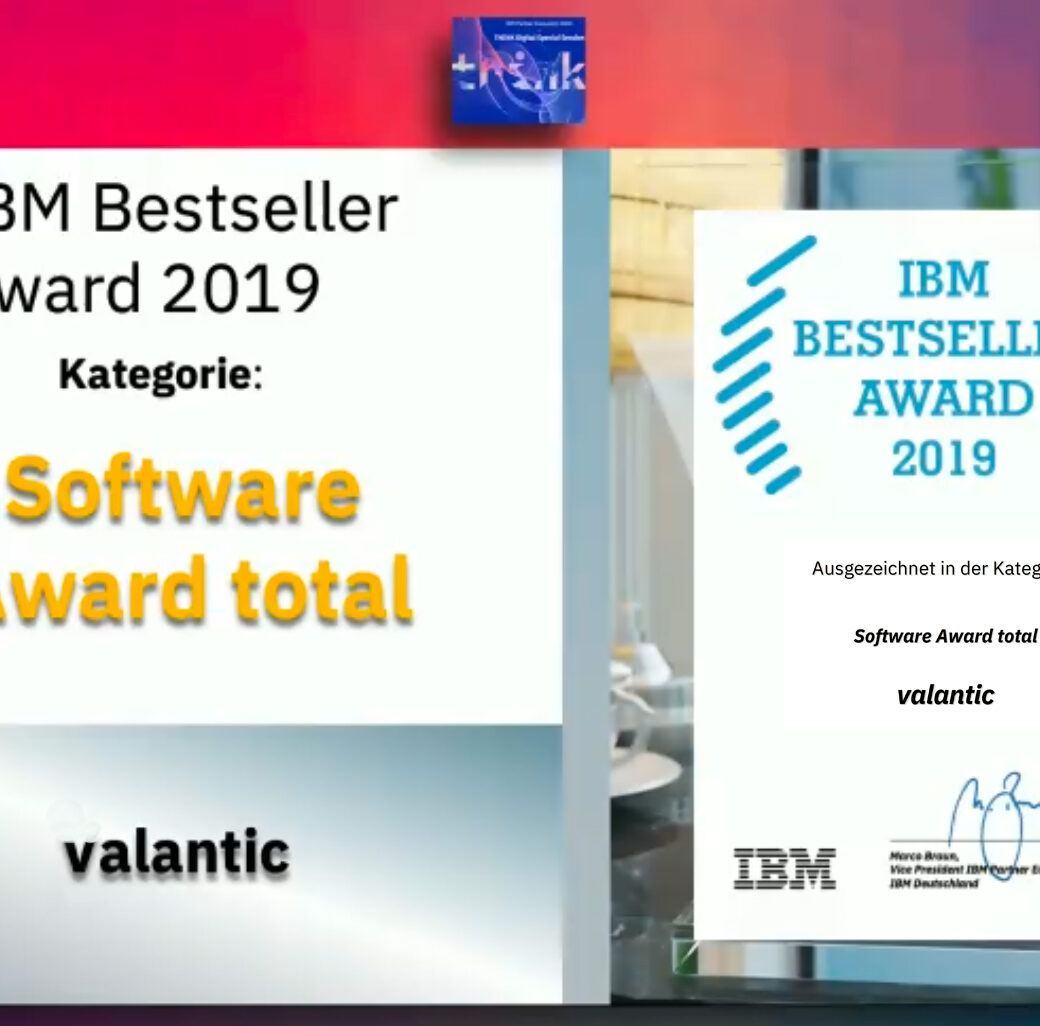 Picture of the ceremony of the IBM Bestseller Award for valantic