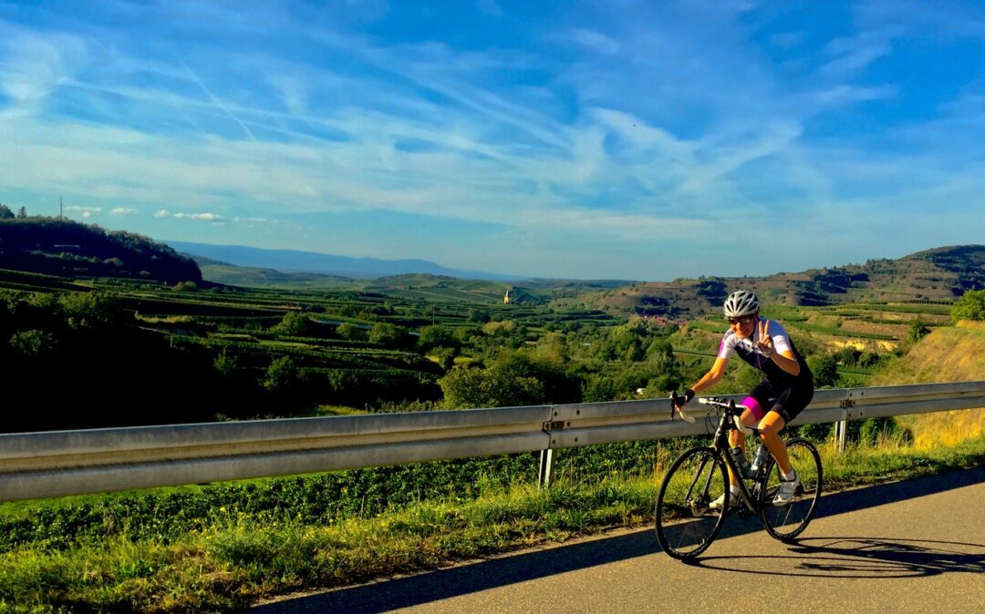 Picture of Sabine Naumann, Head of Human Resources at valantic, while cycling