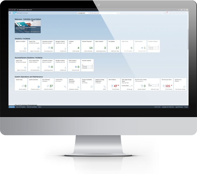 Startbildschirm der SAP S/4HANA Cloud Edition, valantic