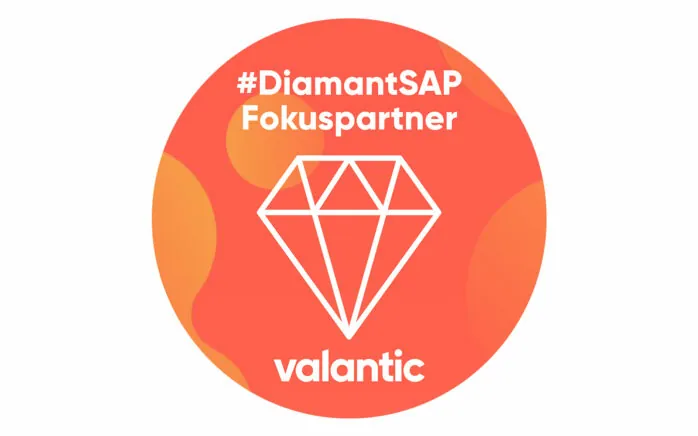 Bild eines Logos mit der Aufschrift #DiamantSAP Fokuspartner valantic