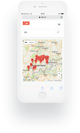 image of a map with pointed locations on a smartphone, valantic Case Study SFS