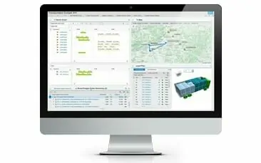 Picture of a screen with a screenshot of the SAP Transportation Management (TM) software for shippers with truck storage space calculation, valantic