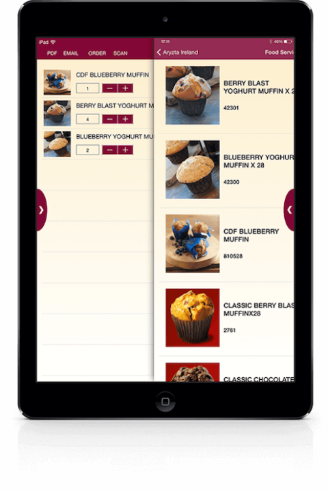 Picture of a smartphone with open online shop, valantic Case Study Aryzta Food Europe
