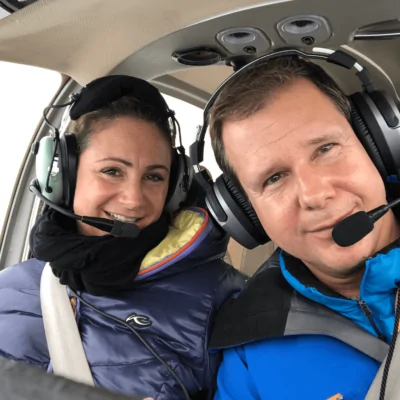 About us - Team - Picture of Nicole Heim, Finance and Human Resources Manager at valantic, in a helicopter