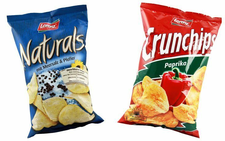 picture of two potato chips bags from Lorenz, Crunchips and Naturals, valantic Case Study Lorenz Chips