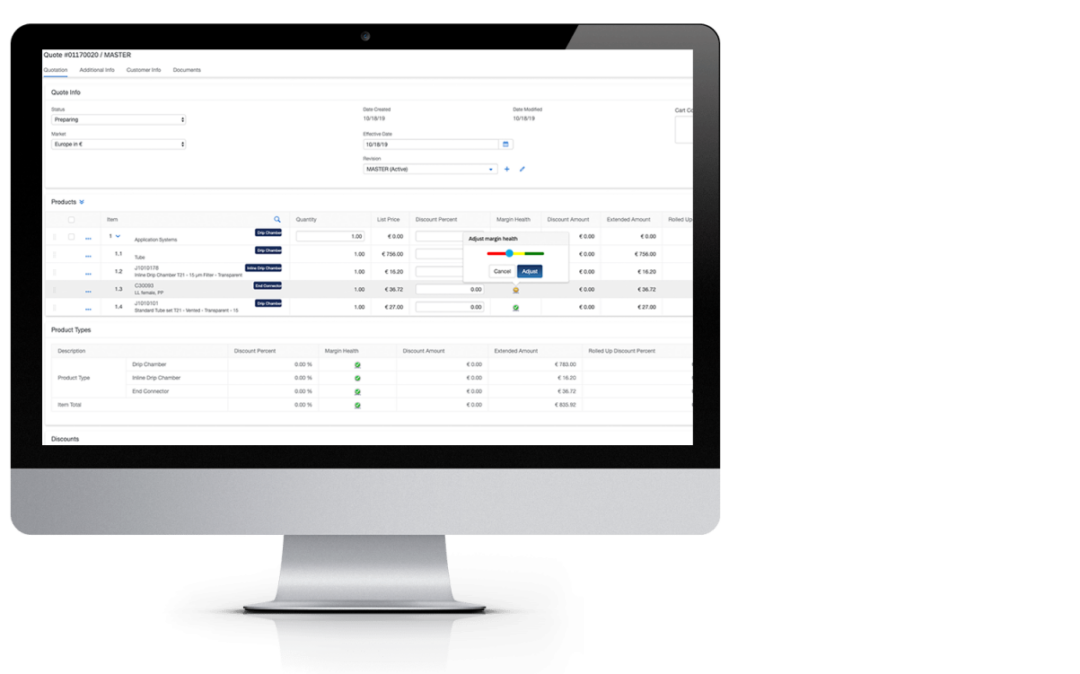 Picture of a screen with open SAP CPQ program, valantic SAP CPQ