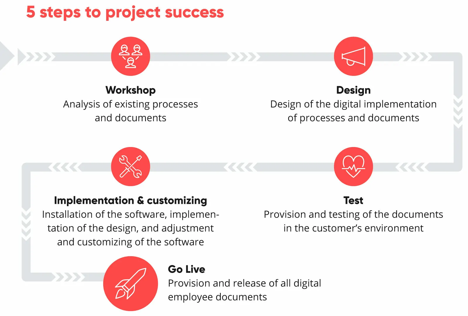 Picture of the 5 steps to project success, valantic HCM Payslip