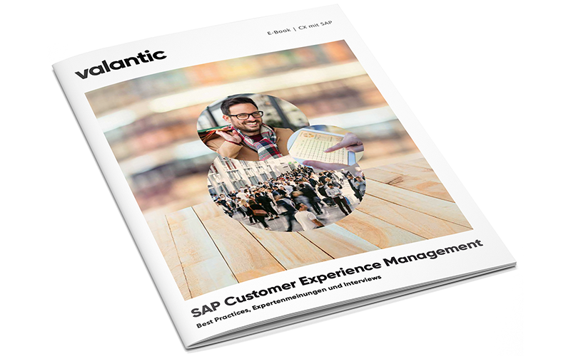 Bild zeigt das valantic Mockup zum E-Book Customer Experience Management mit SAP