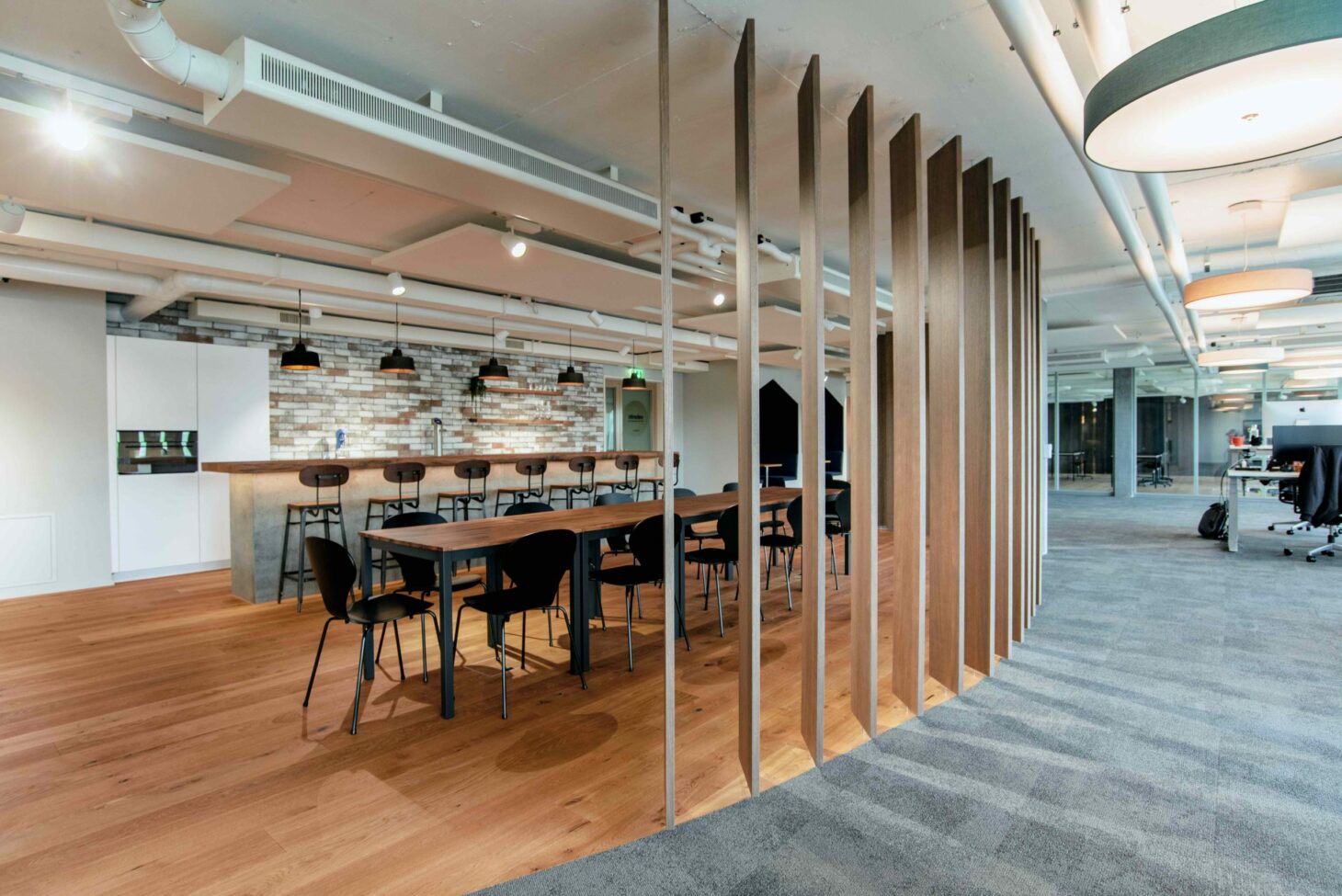 Dining area and kitchen at valantic Customer Engagement & Commerce in Switzerland, St. Gallen