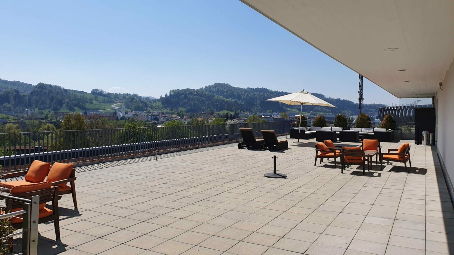 Image of a roof terrace and view, valantic Customer Engagement & Commerce St. Gallen branch