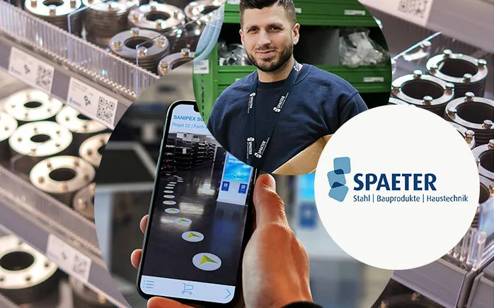 Image header metal parts, smart phone, employee, Spaeter augmented shop experience
