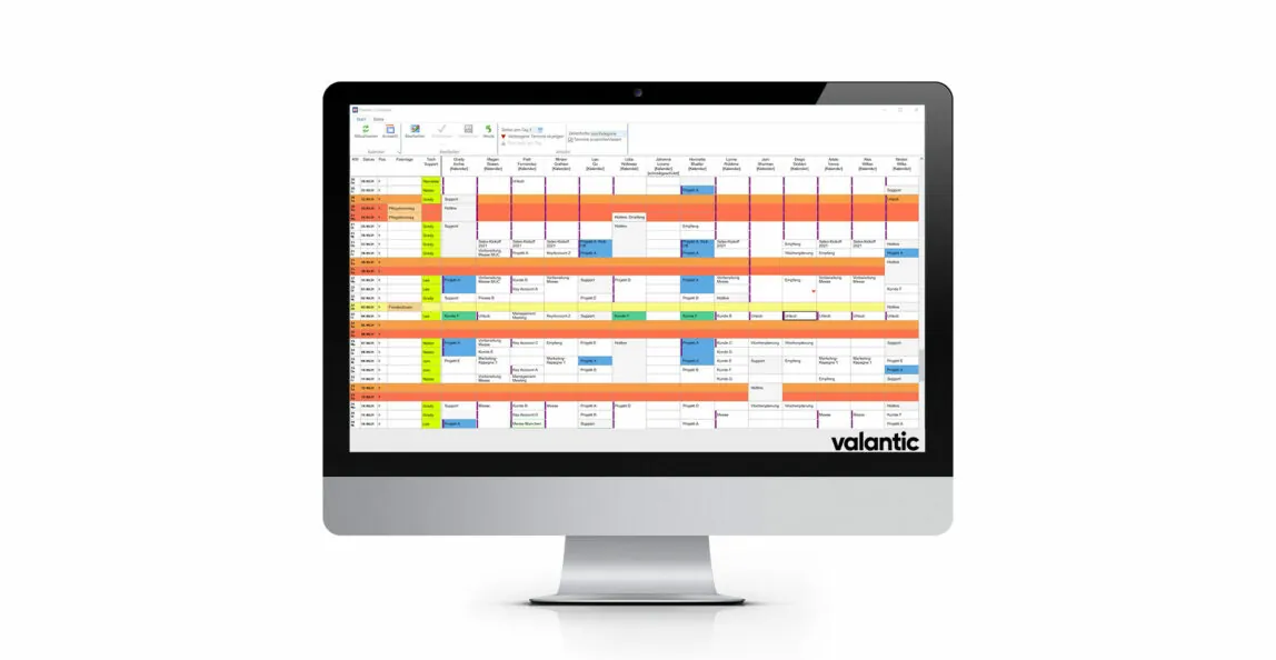 Computer mit einem Screenshot aus dem Outlook Planner, valantic Outlook Planner