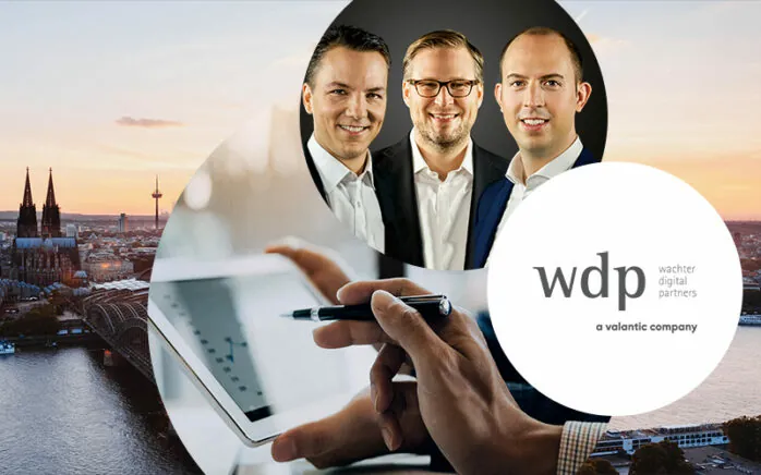 Bild von Philipp Wachter, Christoph Nichau und Daniel Tschentscher, Geschäftsführer von wdp: wdp verstärkt valantic im Digital-Consulting- und Due-Diligence-Geschäft