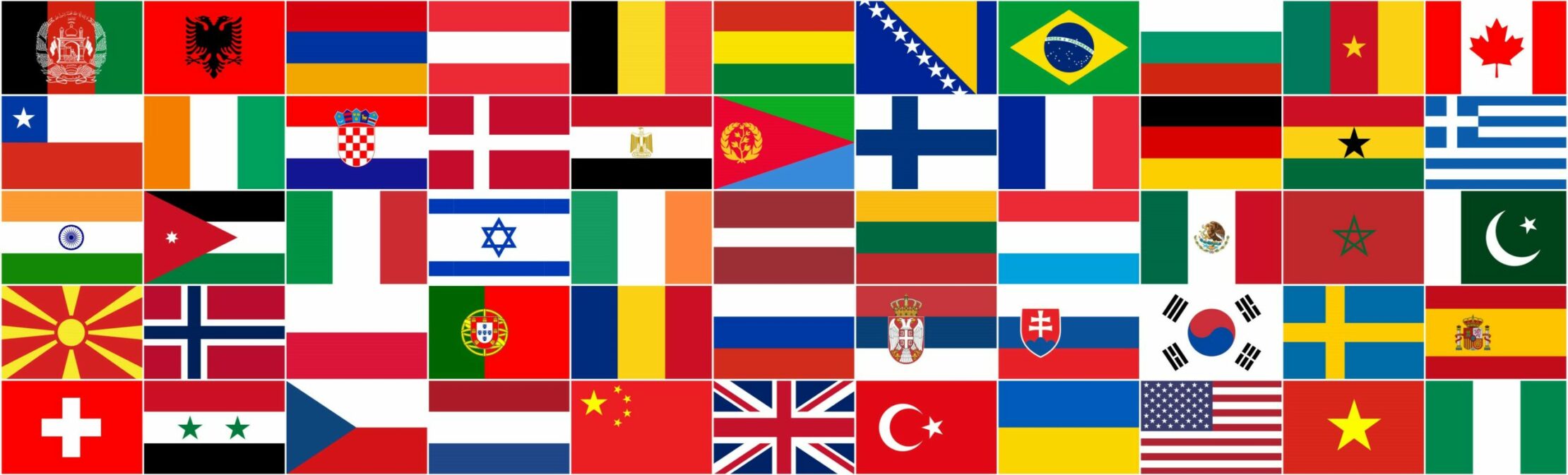 Collage verschiedener Länderflaggen: Mehr als 55 Nationalitäten arbeiten bei valantic; Diversität & Inklusion bei valantic