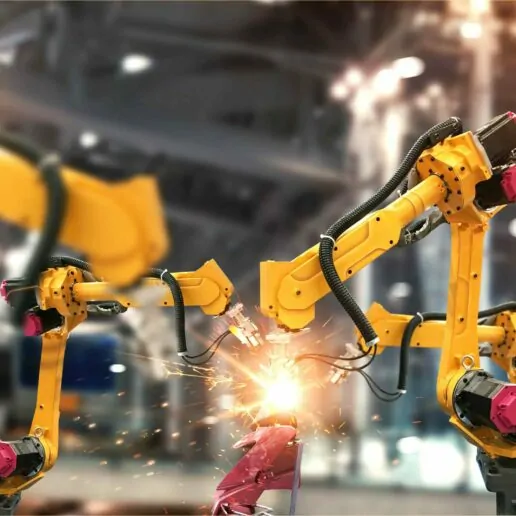 Bild von Roboterarmen aus der digitalen Fertigung, Supply Chain Management und Logistik, Leistungsangebot valantic