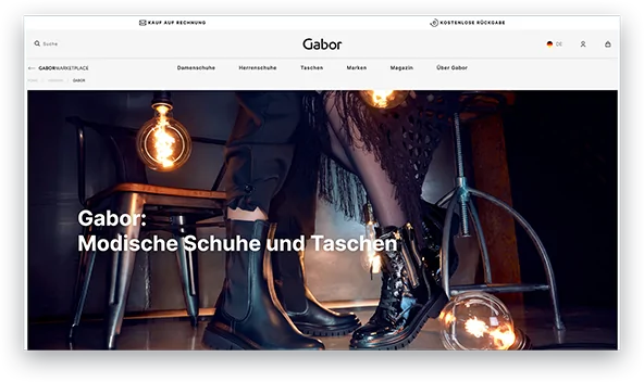 Screenshot der Gabor-Website - Projekteinblick