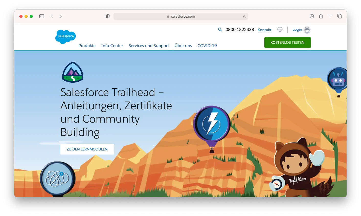 Startbildschirm von Salesforce Trailhead - valantic CX