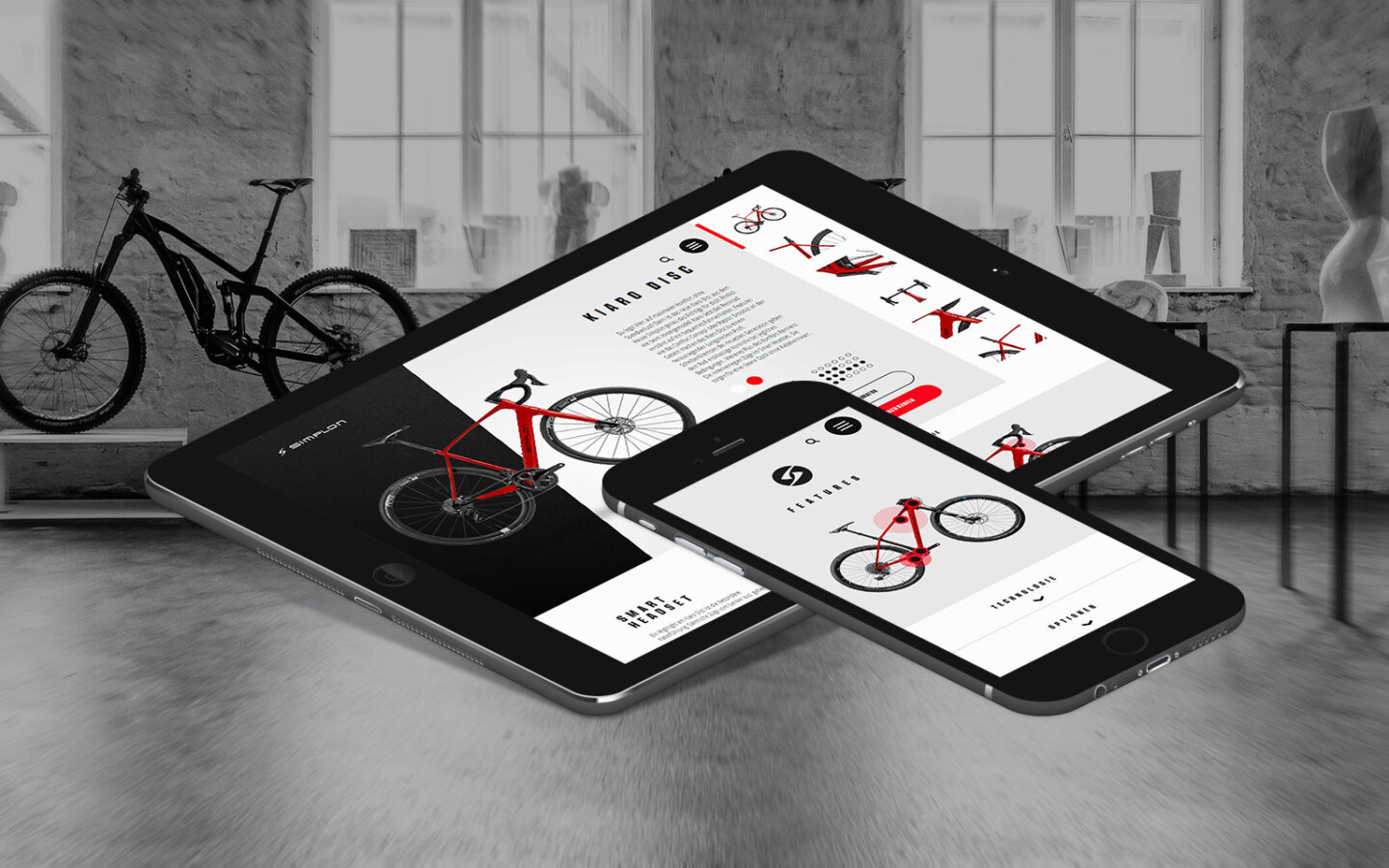 Bilder der neuen Website von Fahrradhersteller Simplon.