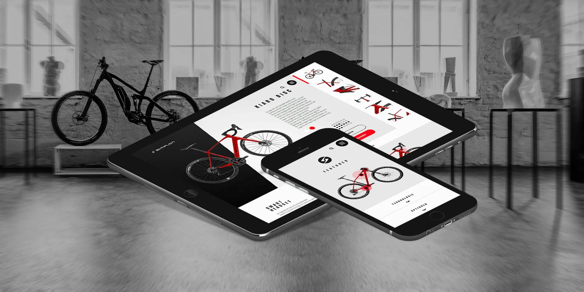 Images of the new website of bicycle manufacturer Simplon