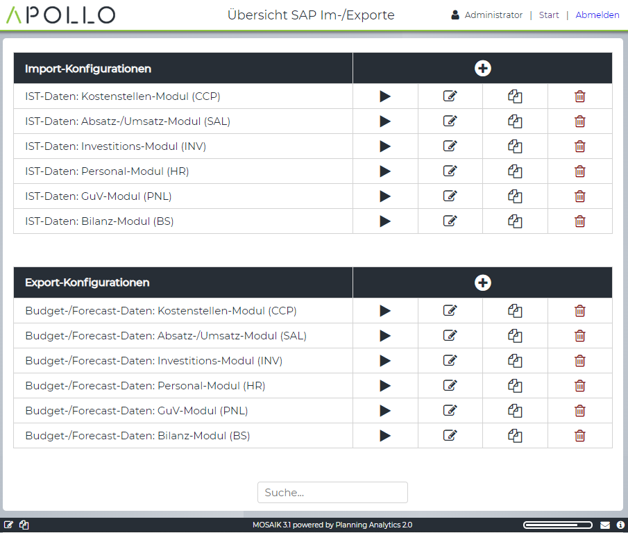 APOLLO SAP Connector - Integrierte Unternehmensplanung