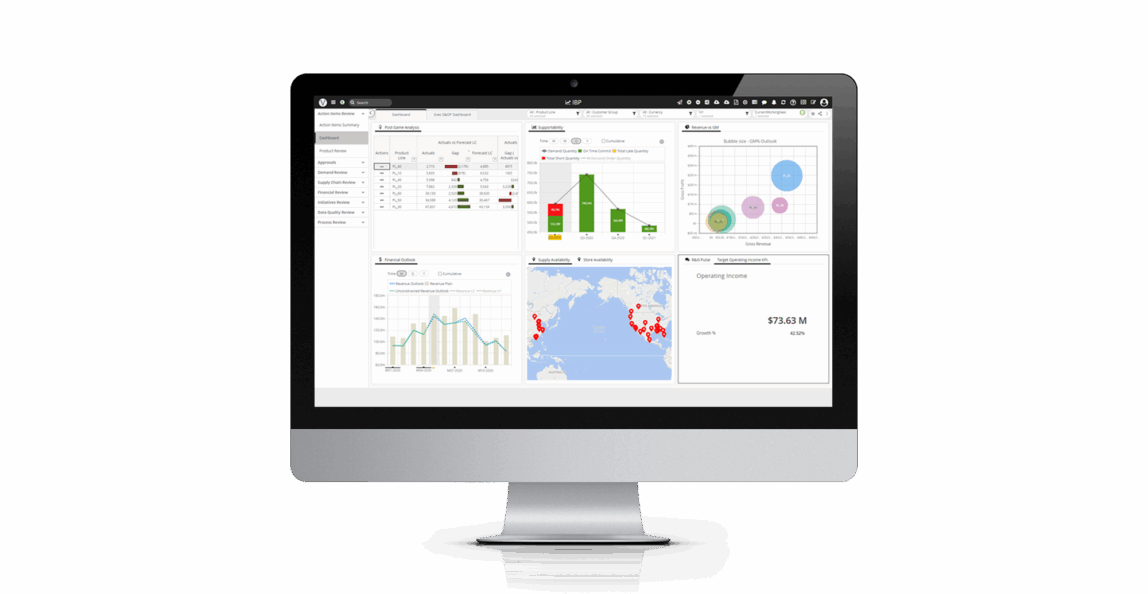 Mockup vom Screen IBP mit KI o9 solutions-Integrated Business Planning