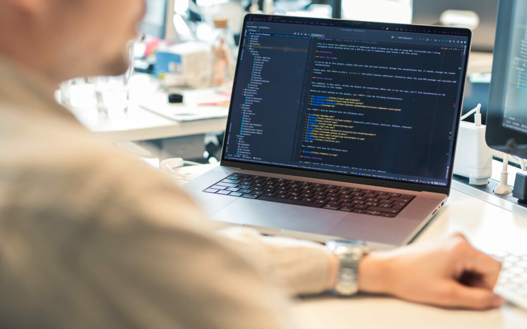 Picture of a valantic CX IT specialist programming a website.