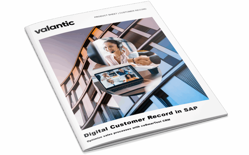 Mockup product sheet: customer record in SAP