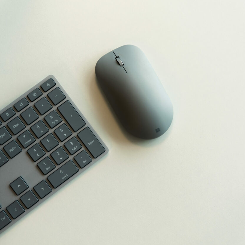 Photo of a computer keyboard & mouse