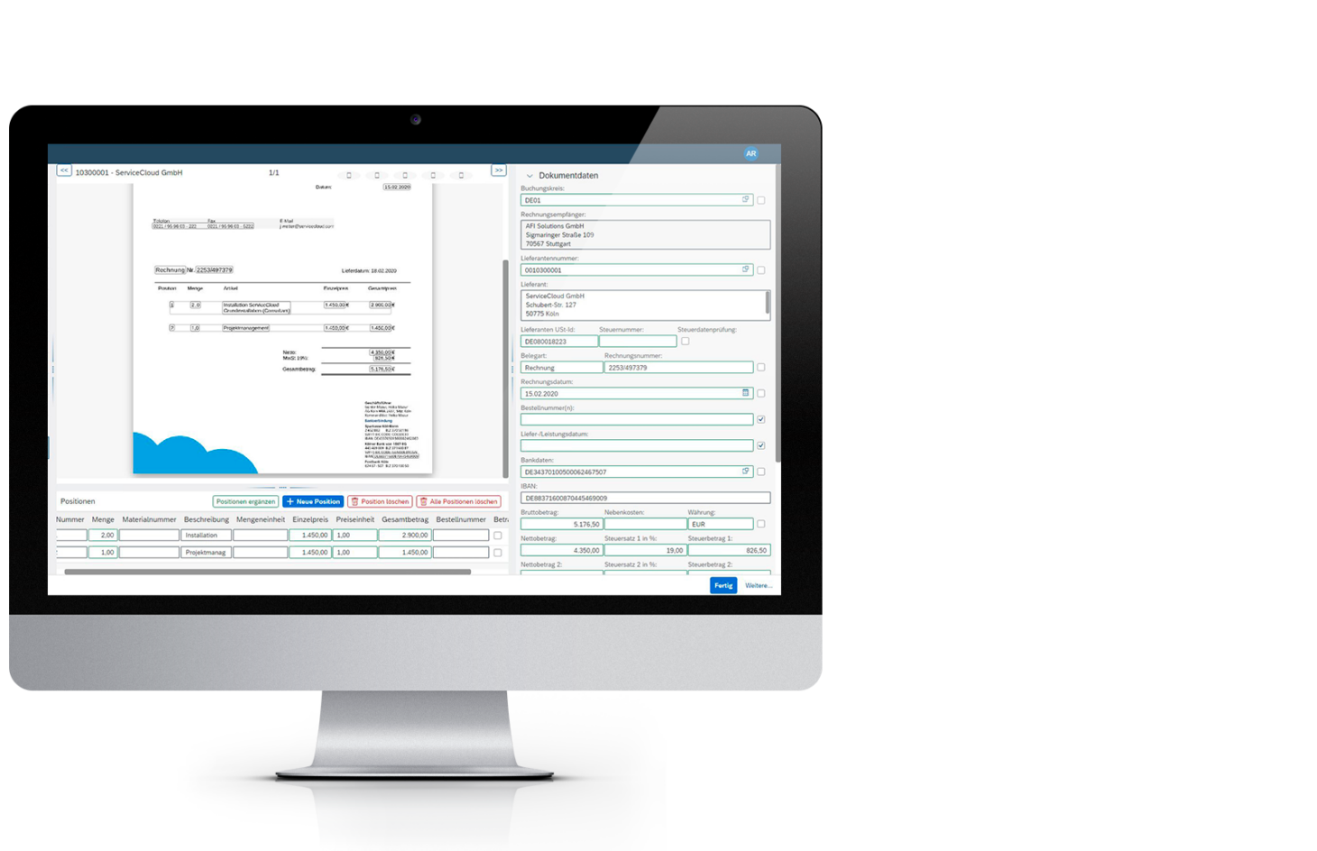 SAP interface invoice processing