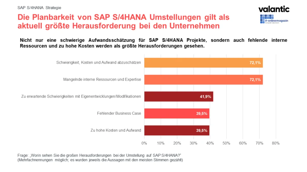 Infografik zur valantic SAP S/4HANA Studie 2022: Herausforderungen
