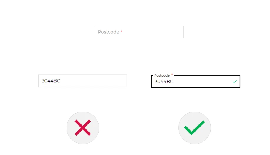 Voorbeeld van een floating label bij een invulveld voor je postcode