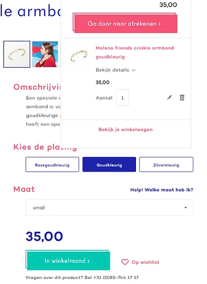 Voorbeeld van een website met niet consistente CTA-buttons