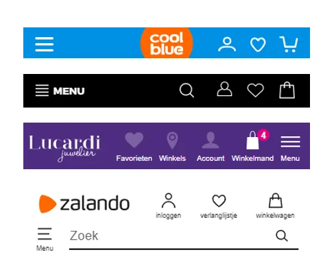 Voorbeeld van het verduidelijken van iconen op een website door het toevoegen van tekst