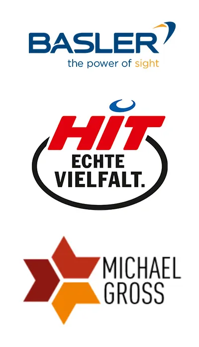 Logos von BASLER, HIT und Michael Gross