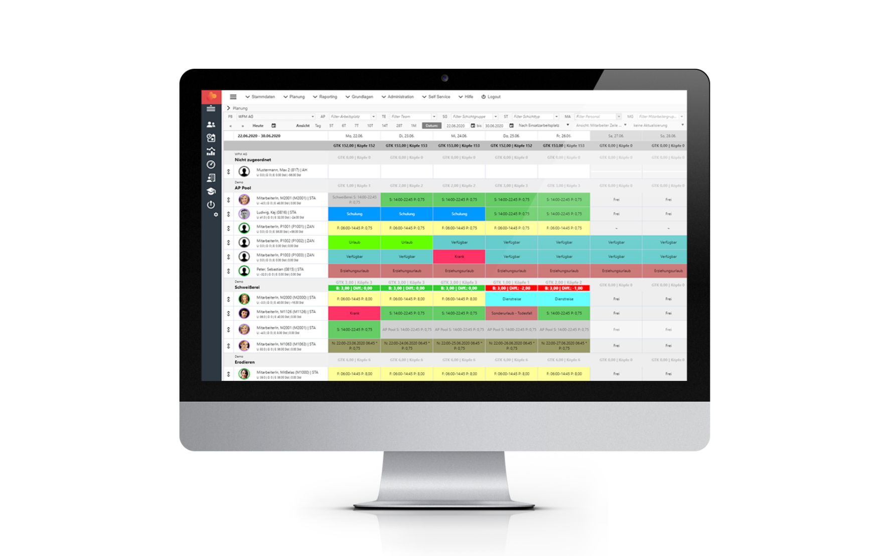 Bild von einem Bildschirm mit einem Screenshot aus der valantic waySuite, Personaleinsatzplanung und Workforce Management mit waySuite