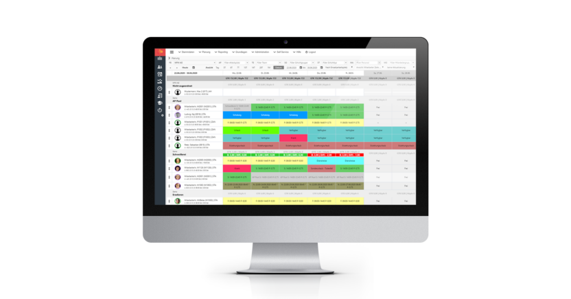 Bild von einem Bildschirm mit einem Screenshot aus der valantic waySuite, Personaleinsatzplanung und Workforce Management mit waySuite