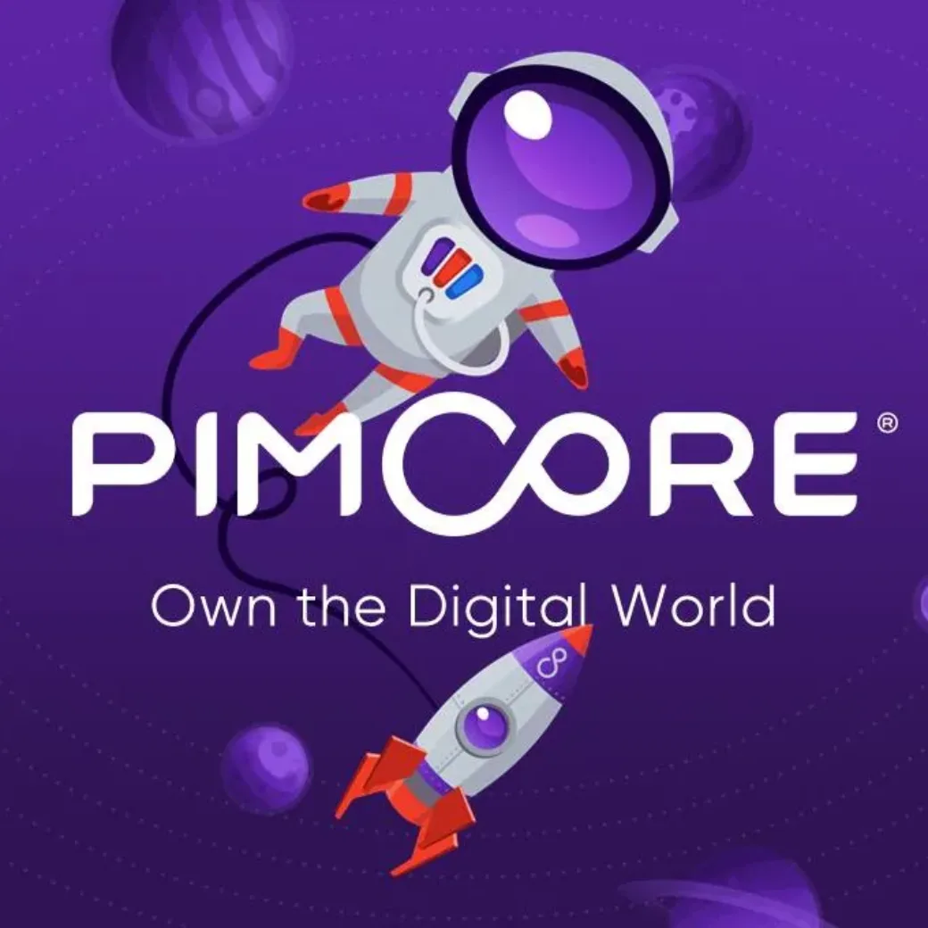 Logo des valantic Partners Pimcore und der Aufschrift Own the Digital World