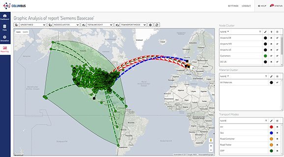 picture of a worldmap in the Szenario software Columbus, valantic Case Study Siemens